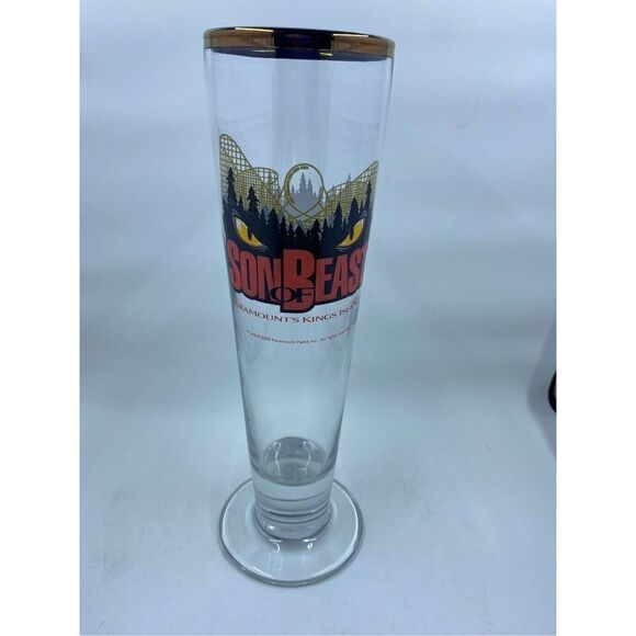 Kings Island Son of Beast Roller Coaster Amusement Park Pilsner Glass Paramount - Picture 1 of 10